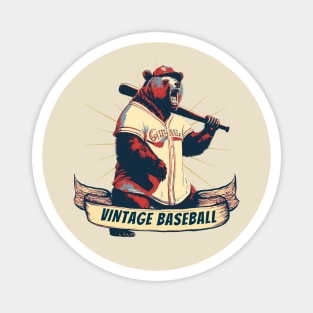 Vintage Baseball Grizzly Bear Baseball Player Magnet